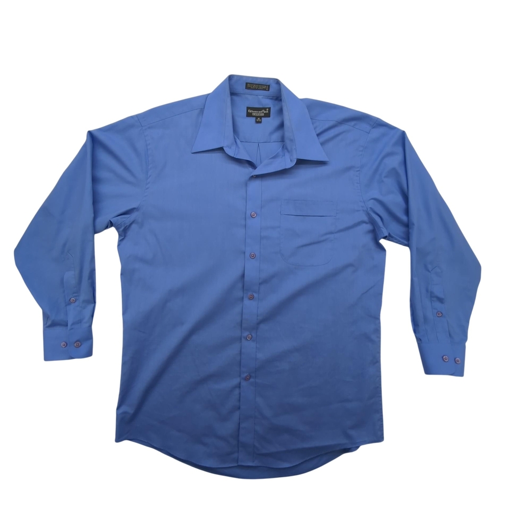 Kilburne and Finch Shirt Mens 16 32/33 Blue Button Up Dress Career Classic